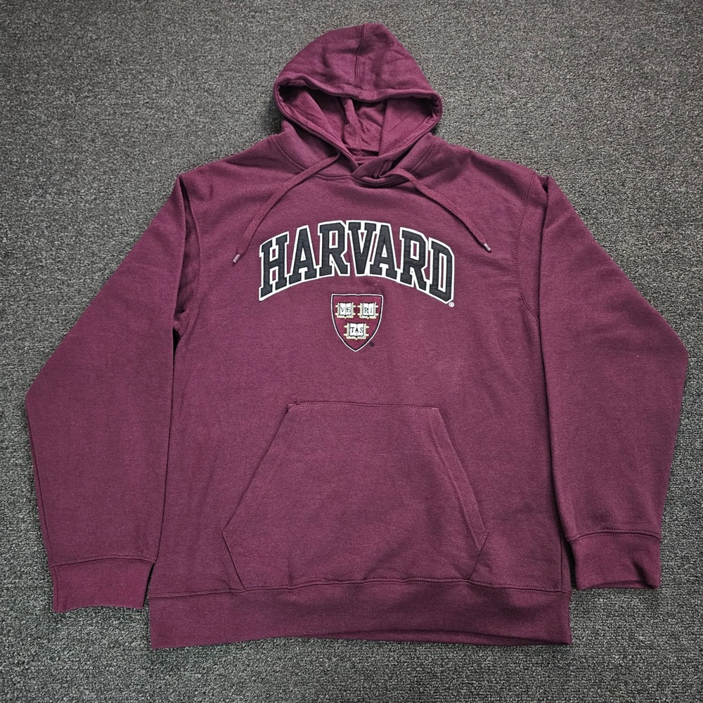 Harvard University Hoodie Men Medium Genuine Stuff Embroided Spellout Sweatshirt